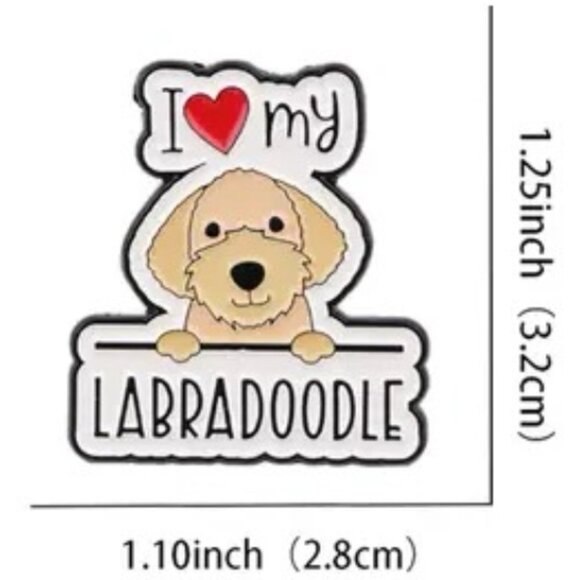 NEW! I Love My Labradoodle Labrador Poodle Pup Enamel Pin Brooch - Picture 3 of 5